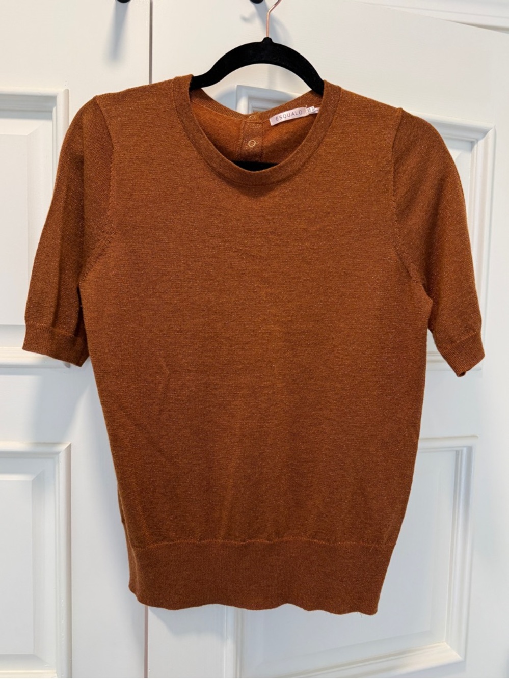 ESQUALO Rust Brown Short Sleeve Crew Sweater